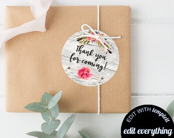 Etiquetas de regalo de baby shower floral Etiquetas de regalo de baby shower rústico Etiquetas de baby shower florales Etiquetas de agradecimiento de baby shower Etiquetas de favor de baby shower boho