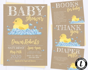 Rubber Ducky Baby Shower Invitation Bubble Bath Baby Shower Baby Duckling Shower Invitation Rub A Dub Dub Baby Shower Invite Gender Neutral