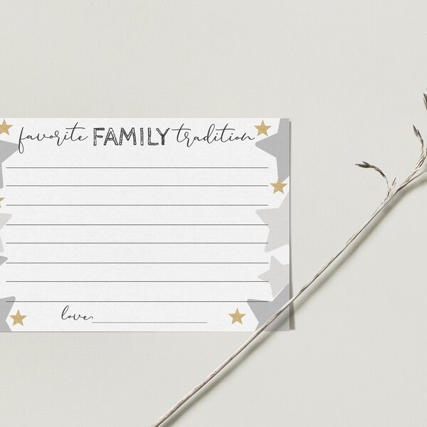 Twinkle Twinkle Little Star Write Down Your Favorite Family Tradition Note Cards Stars Baby Shower Game Card Family Traditions Activity MD3