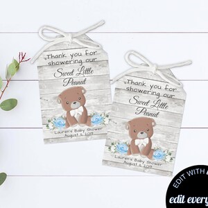 Bear Baby Shower Gift Tags Blue Floral Baby Shower Gift Tags Boy Baby Shower Tags Shower Thank You Tags Teddy Bear Baby Shower Favor Tags
