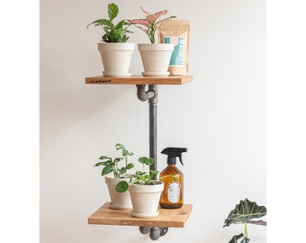 URBAN JUNGLE II - étagère murale de style industriel pour plantes, objets de décoration, livres ou vêtements, étagère pour plantes, étagère avec 2 étagères en bois