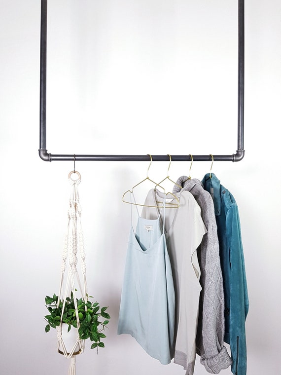 Loft Ceiling Mounted Clothes Rail In Industrial Style