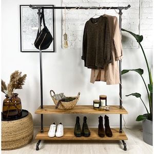 MODERN Coat Rack With 2 Shelves in Industrial Design Etsy