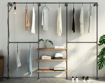 TRIPLE Shelf Type 1 - Clothes rail system with 3 rows and 3 shelves