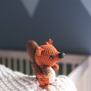 Stuffed squirrel, crochet toy, handmade animal, small acorn