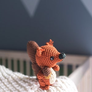 Stuffed squirrel, crochet toy, handmade animal, small acorn image 1