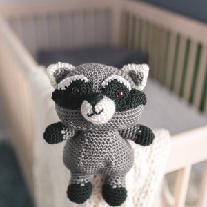 Stuffed raccoon, Crochet animal, woodland creature image 1