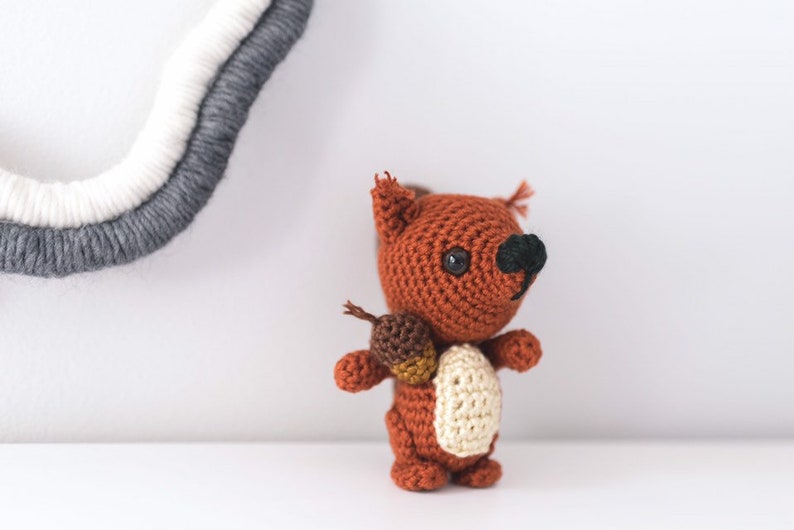 Stuffed squirrel, crochet toy, handmade animal, small acorn image 2