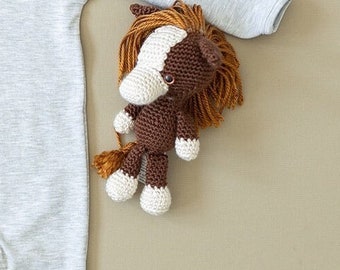 Crochet horse, farm animal, stuffed toy