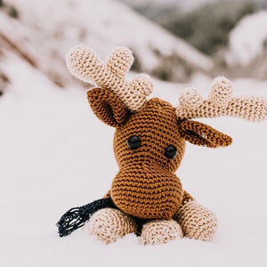 Crochet moose, handmade animal, stuffed toy