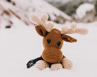 Crochet moose, handmade animal, stuffed toy