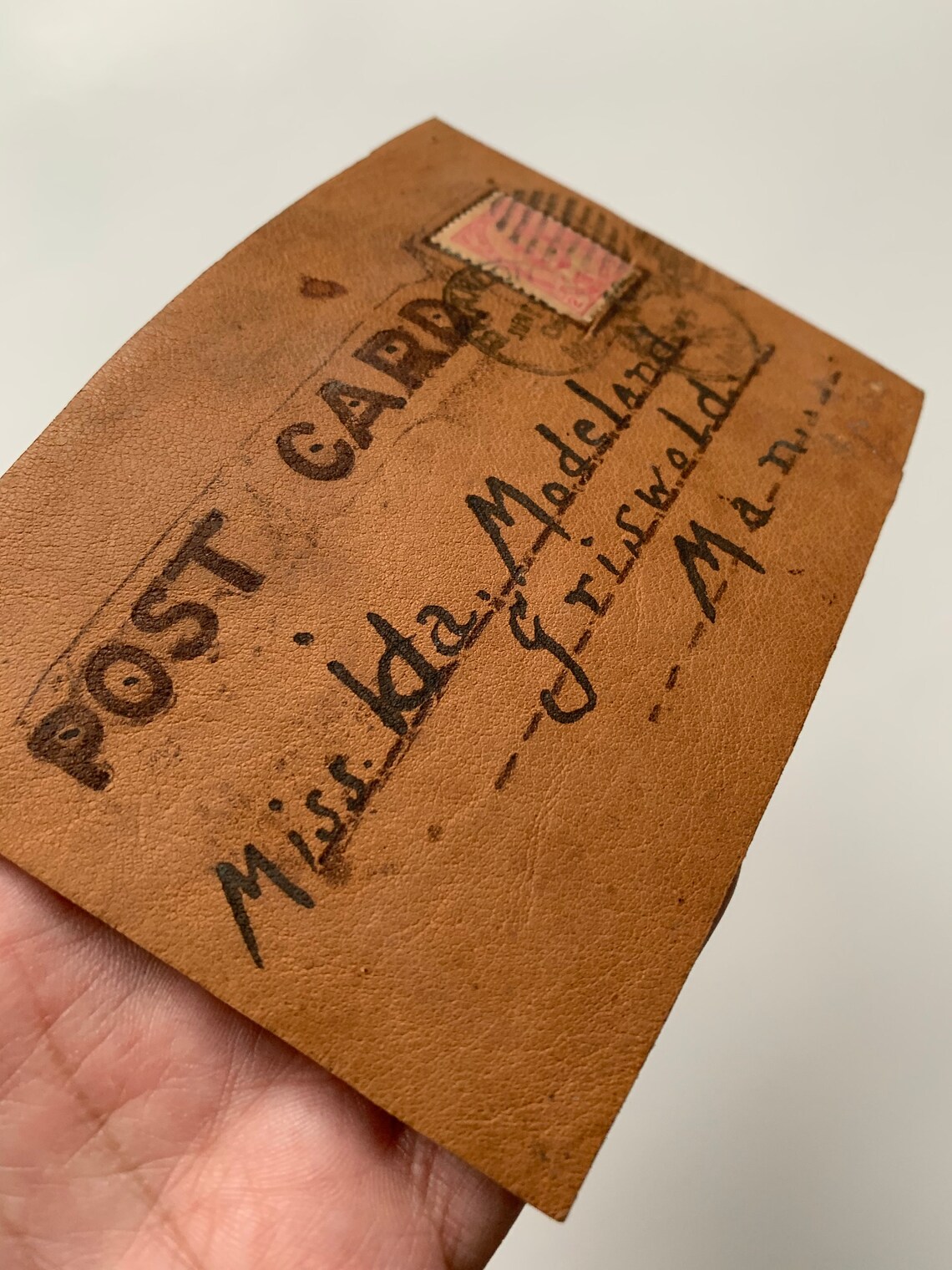 Antique Leather Postcard Vintage Canadian Post Card Brandon Etsy