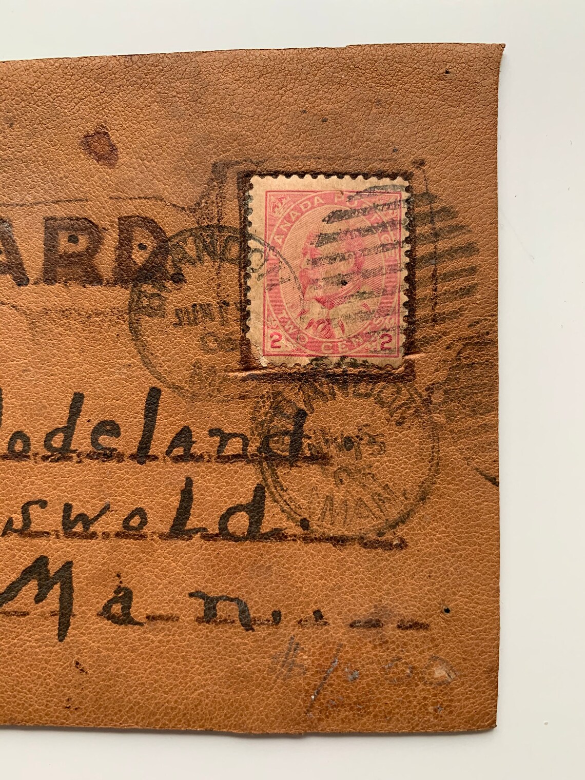 Antique Leather Postcard Vintage Canadian Post Card Brandon Etsy