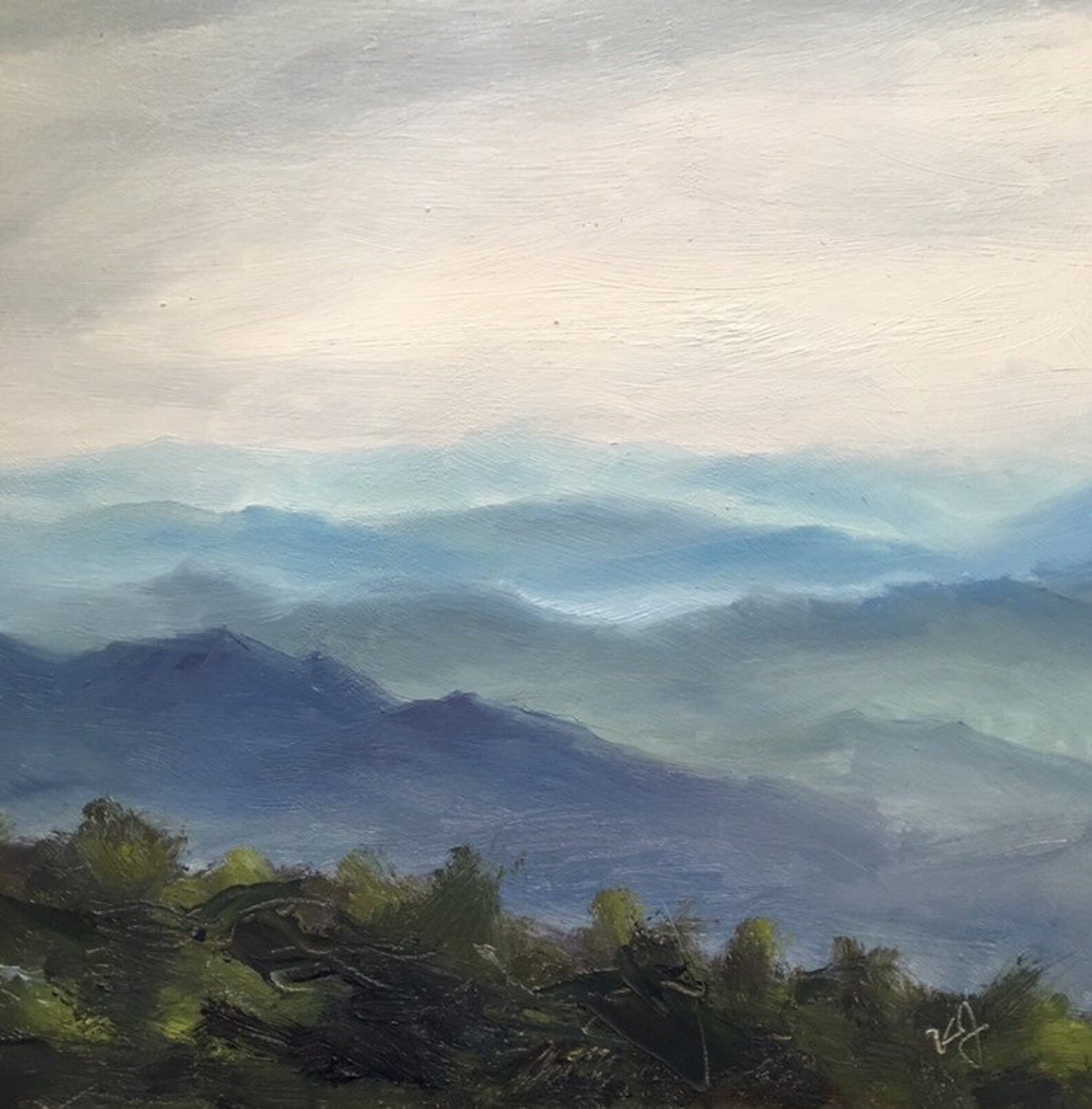 Print of an Oil Painting Virginia Landscape Sunset Clouds Blue Etsy