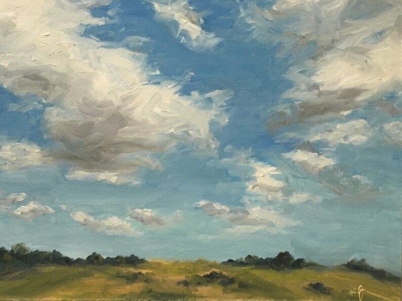Print of an Oil Painting Virginia Landscape Open Blue Skies Etsy