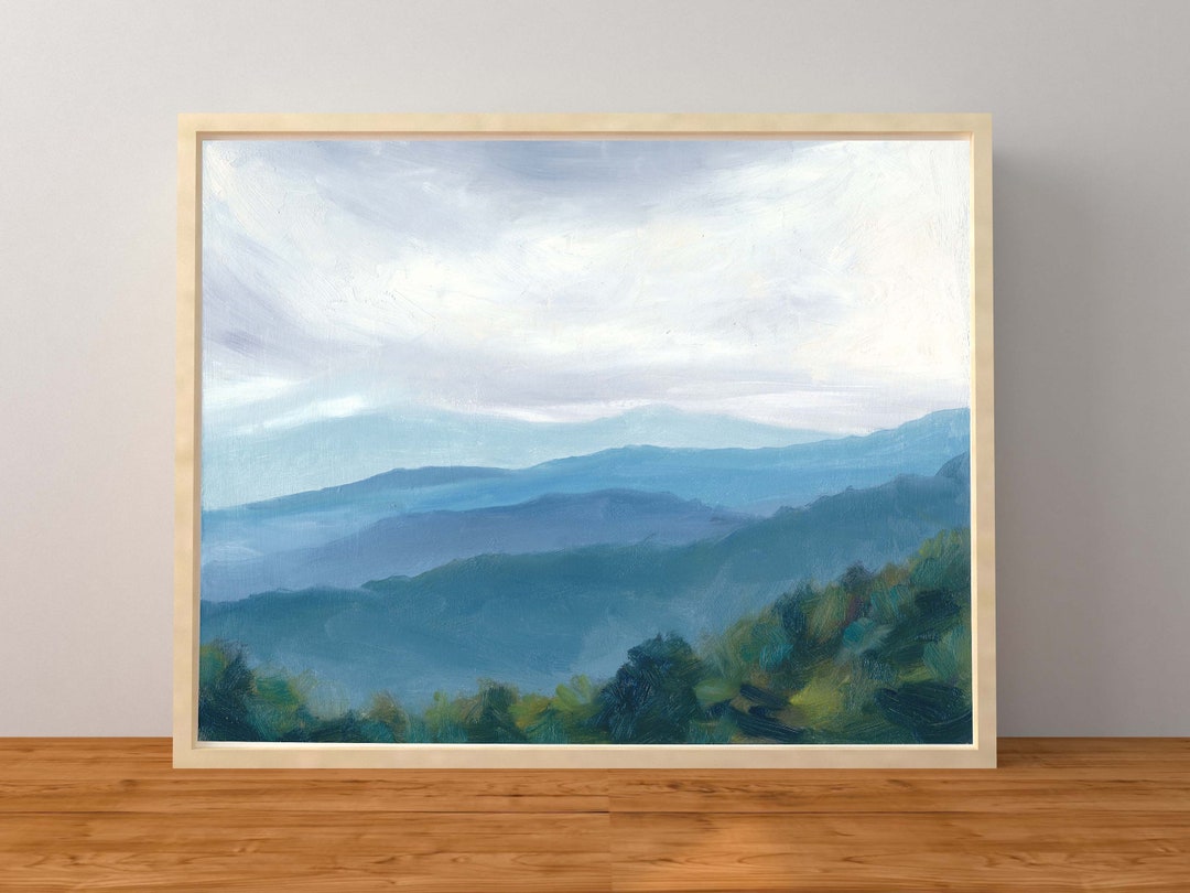 Print of an Oil Painting Virginia Landscape Green Field Blue - Etsy