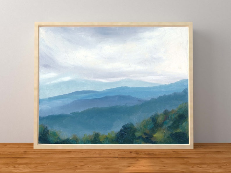 Print of an Oil Painting  Virginia Landscape Green Field Blue image 1