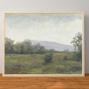Print of an Oil Painting Tennessee Landscape Open Blue Skies Green Fields Trees Smoky Mountains Unframed Wall Art 8x10 11x14  inches
