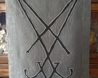 Sigil of Lucifer Banner Ritual Altar Flag Handmade Grimorium Verum Satanism Luciferianism