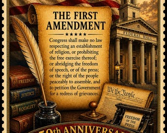 First Amendment Wall Art 250th Anniversary USA Patriotic Poster Freedom Constitution Vintage Decor Print