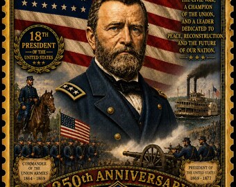 Ulysses S Grant Poster 18th President Civil War Patriotic American History Museum Wall Art