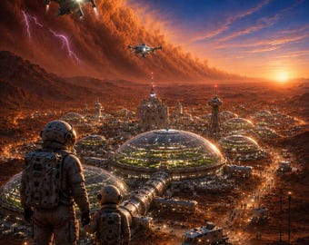 火星宇宙植民地入植地赤い惑星SF装飾未来文明天文学デジタルダウンロード