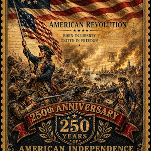 American Revolution 250th Anniversary Vintage Wall Art Printable Patriotic USA Independence Poster Download