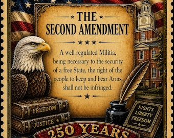 合衆国憲法修正第2条250周年記念ヴィンテージ愛国的ウォールアート印刷可能USA自由ポスター装飾ギフト