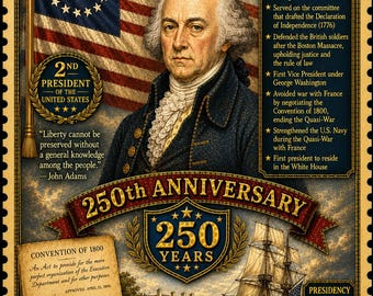 John Adams 2nd President USA 250th Anniversary Patriotic Historical Museum Wall Art Fine Print