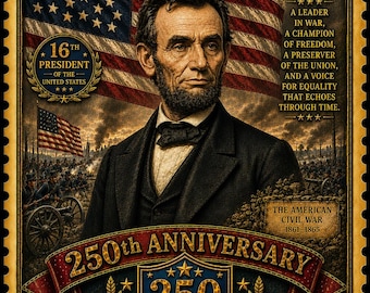 Abraham Lincoln, Prezydent Wojny Domowej, Plakat 250. Rocznica Amerykańskiej Historii, Sztuka Ścienna, Jakość Muzeum