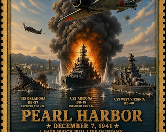真珠湾攻撃 1941年 ウォールアート 愛国的なポスター ヴィンテージ アメリカ軍事史プリント アメリカ独立