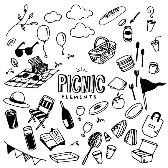 Picnic Illustration Pack elements/holiday Trip/doodle Clip Etsy