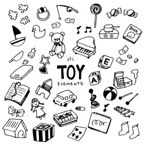 Toy Illustration Pack (Elements)/children,child/Doodle Clip Art/Hand Drawn/Vector AI+EPS+JPG Files/Instant Download