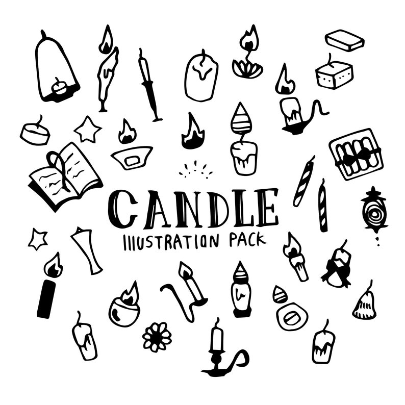 Candle Illustration Pack elements Handdrawing/doodle Clip Etsy