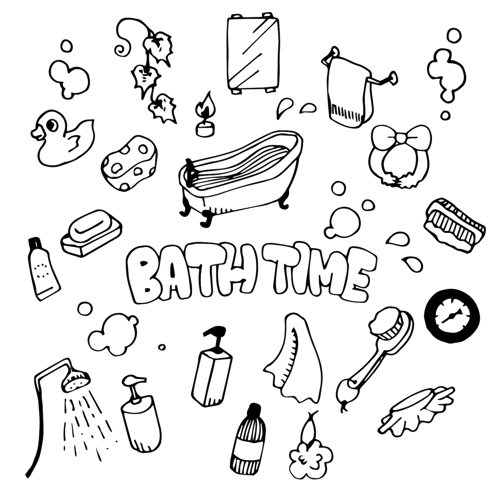 Bath Time Illustration Pack elements Handdrawing/doodle Etsy