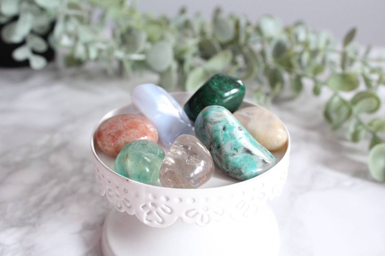 Set Cristaux Débutants, Kit Pierre Crystal, Box Pierre, Kit Chakras, Natural Stone, Roulée, 7 Pierre