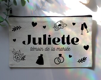 Personalized Bridesmaid Pouch with Name - Bridesmaid Proposal Gift - Makeup Bag for Team Bride/Bachelorette Party - Customizable Wedding Accessory