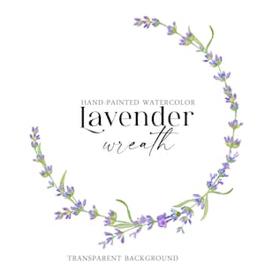 Watercolor Lavender Wreath – Purple Floral Frame PNG, Botanical Provence Clipart, Rustic Wedding Circle, Instant Download