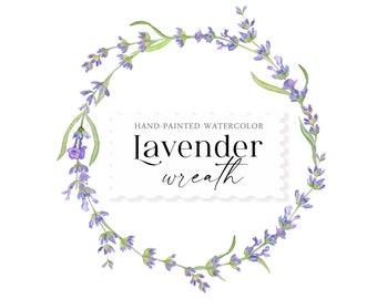 Aquarell Lavendel Kranz Clipart: Botanische Hochzeitseinladung (PNG, JPEG)