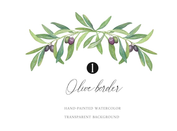 Watercolor Olive Branch Arrangement Easter Frame Greeting Card  Mediterranean Wedding Invitations Border Rustic Invites Elegant Logo PNG 