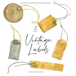 Aquarell Vintage Labels PNG Scrapbooking Design Old Tag Digital Download Banner für Text Craft Style