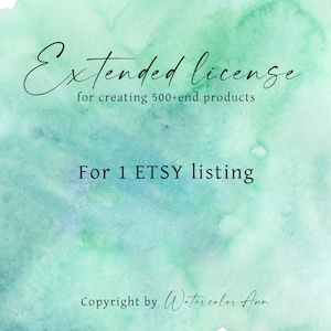 Extended License - Digital Download Printable Watercolor Clipart - For One Item - WatercolorAnn