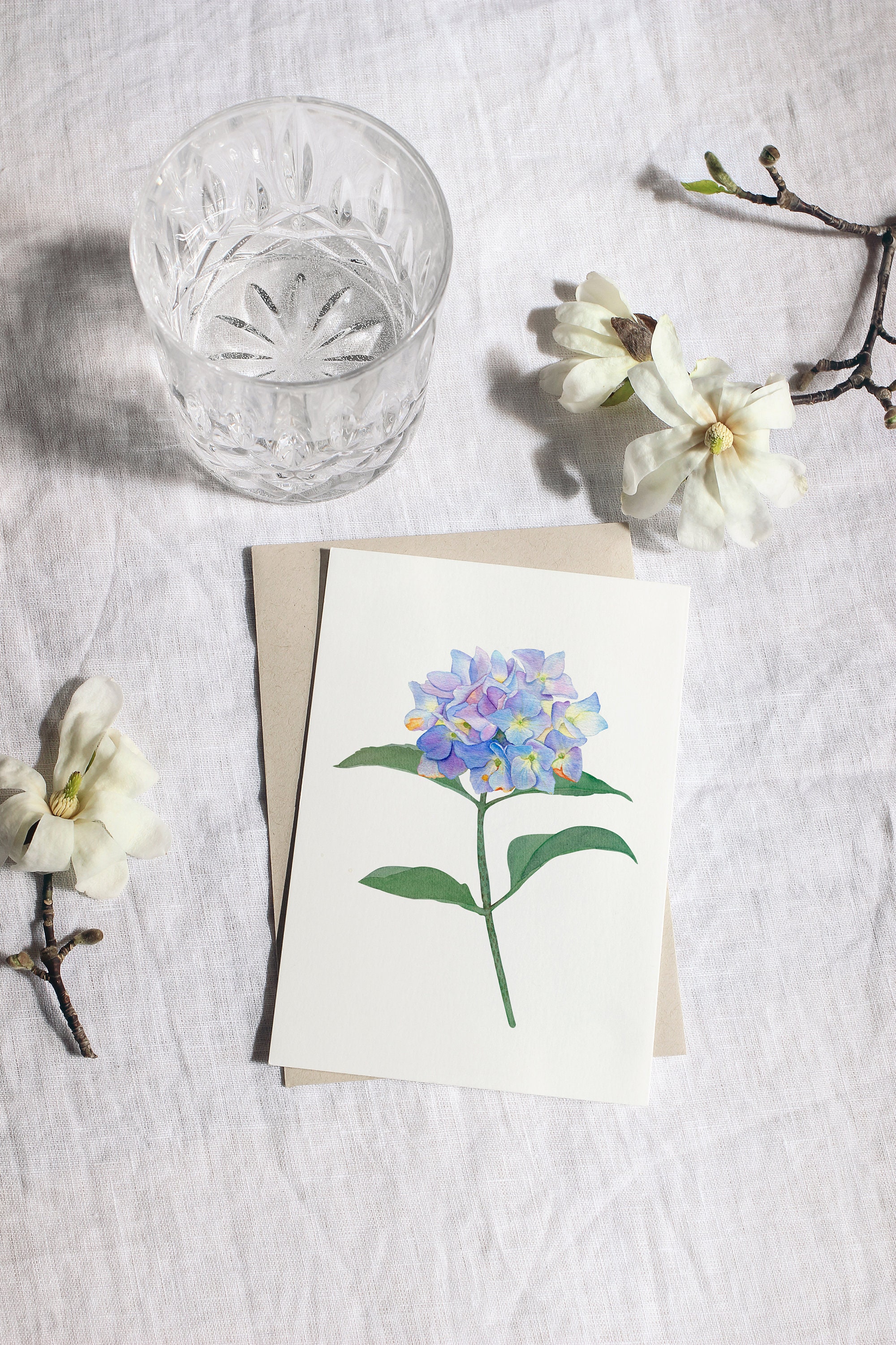 Watercolor Blue Hydrangea Flowers Clipart Floral Set Thinking of You ...