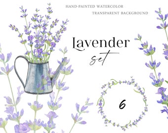 Aquarell Lavendel Clipart Set: Rustikale Blumen PNG (Digital Download)