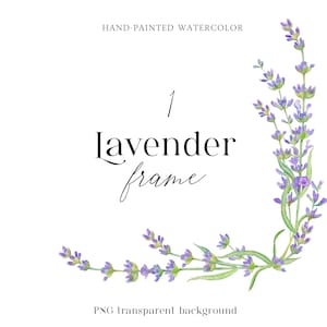 Aquarel lavendel bloemenlijst Hoek wenskaart huwelijksuitnodiging delicaat veld paarse bloem Provençaalse rustieke stijl elegant logo png PNGEgg