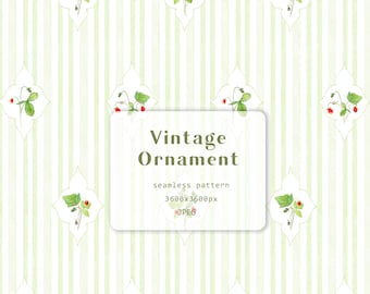 Watercolor Strawberry Seamless Pattern: Vintage Fruit Digital Paper (JPEG, 300 dpi)