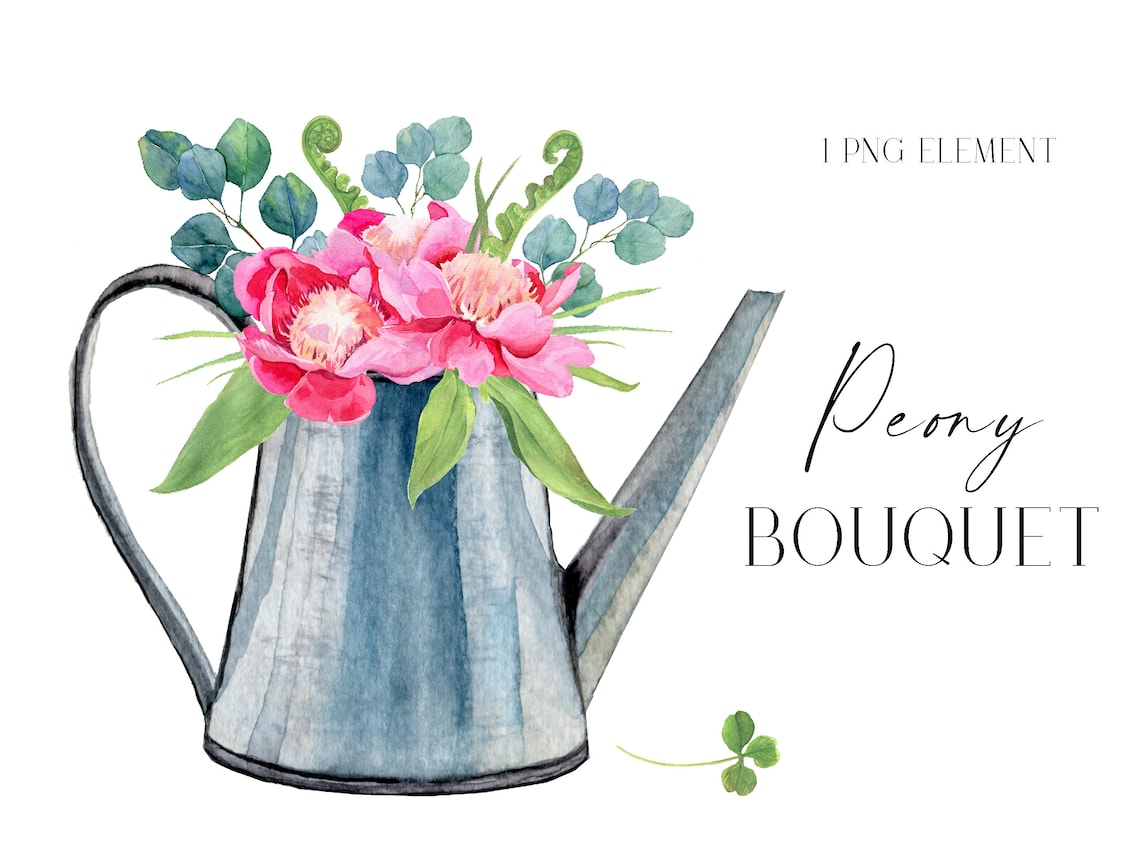 Clipart Bouquet Flower Garden PNG Watercolor Plant Watering - Etsy
