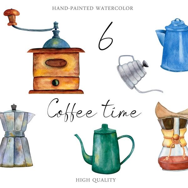 Watercolor coffee Vintage Antique Coffee Mill Clipart Cafe Menu Kitchen Decor coffee shop Coffee Bar Decor Instant Download illustration PNG