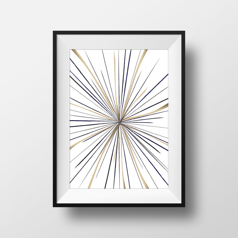 Starburst Print Wall Art Decor Line Abstract Contemporary Modern