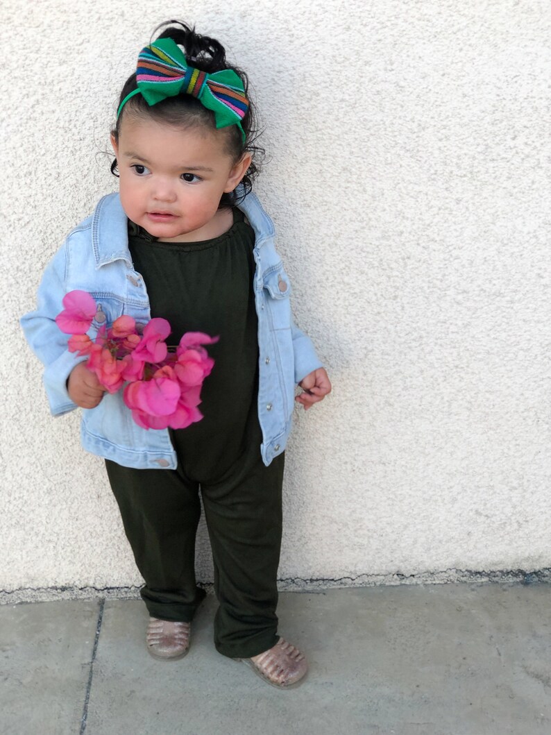 Baby girl Romper Oliver Romper Green baby romper Spring romper Handmade baby romper RTS Stella Romper